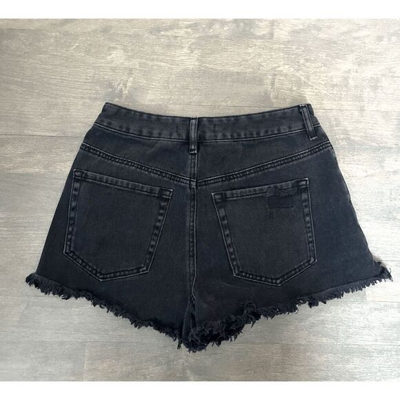 PacSun Black Ripped High Waisted Denim Festival Shorts - Picture 4 of 5